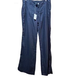 Jean Linen Pants Women's NWT Size 8 Wide Bottom Pockets Beautiful Career Black